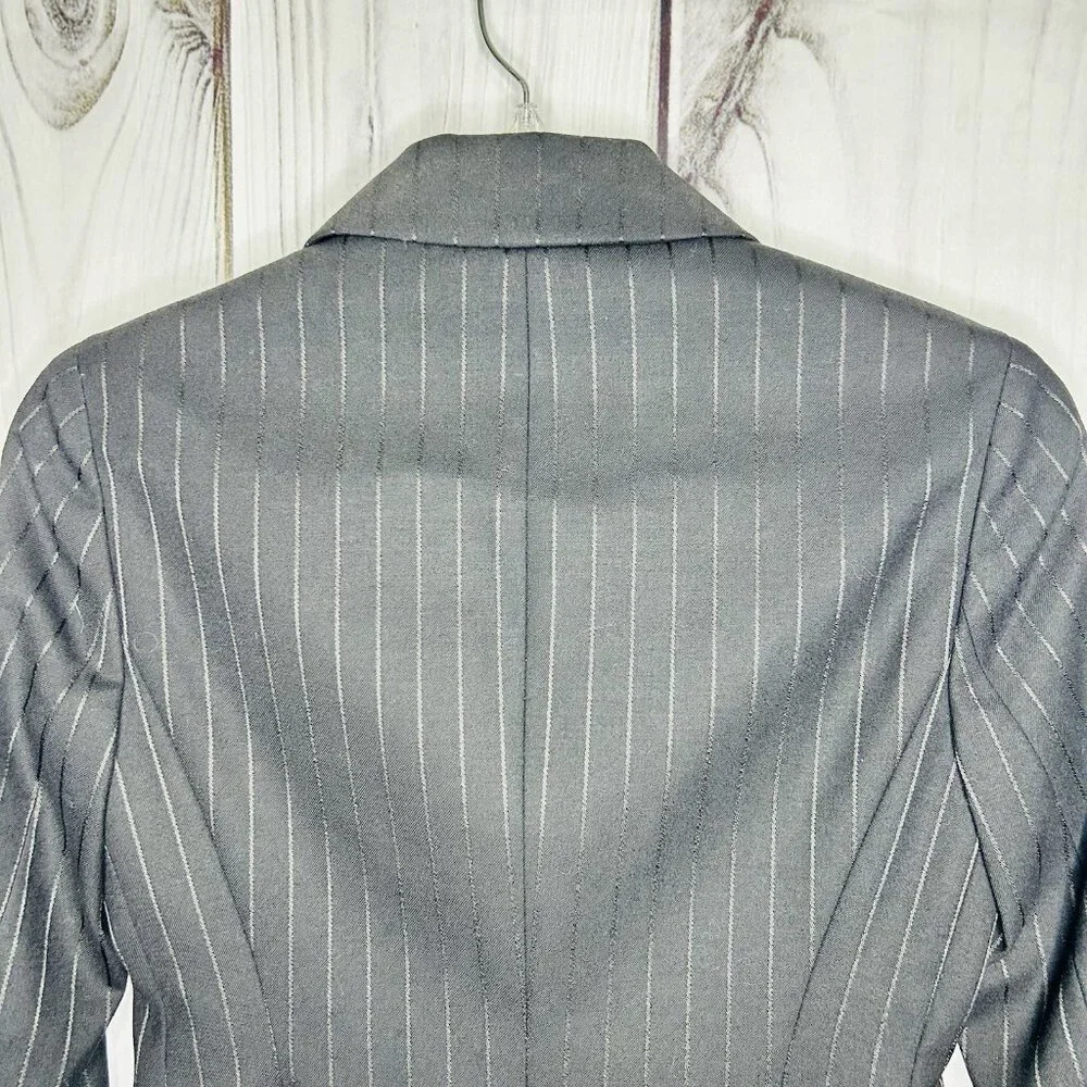 NWOT Theory Nettie Black Pin Stripe Wool Blend Blazer Sz 00 Two Button